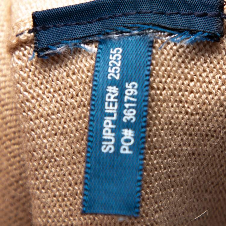 Pre Owned Ralph Lauren Beige Wool Contrast Trim Detail Waterfall Collar Detail Shrug M
