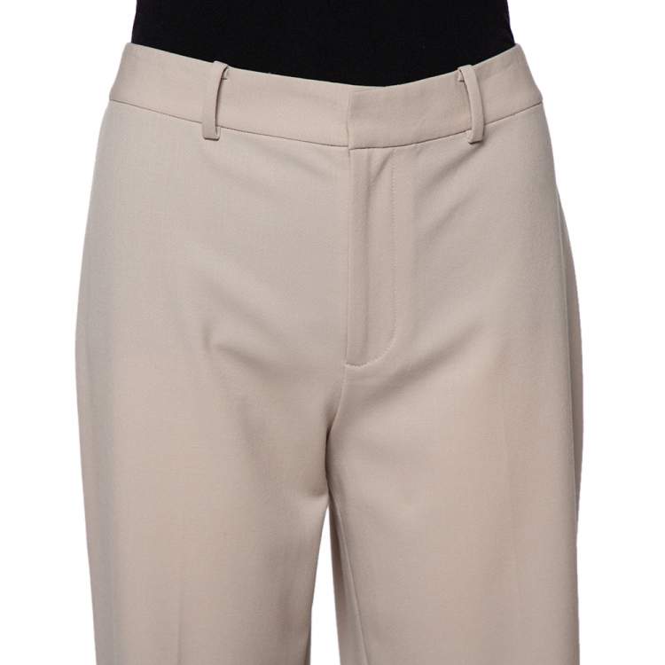 Pre Owned Ralph Lauren Beige Wool Flared Leg Trousers M
