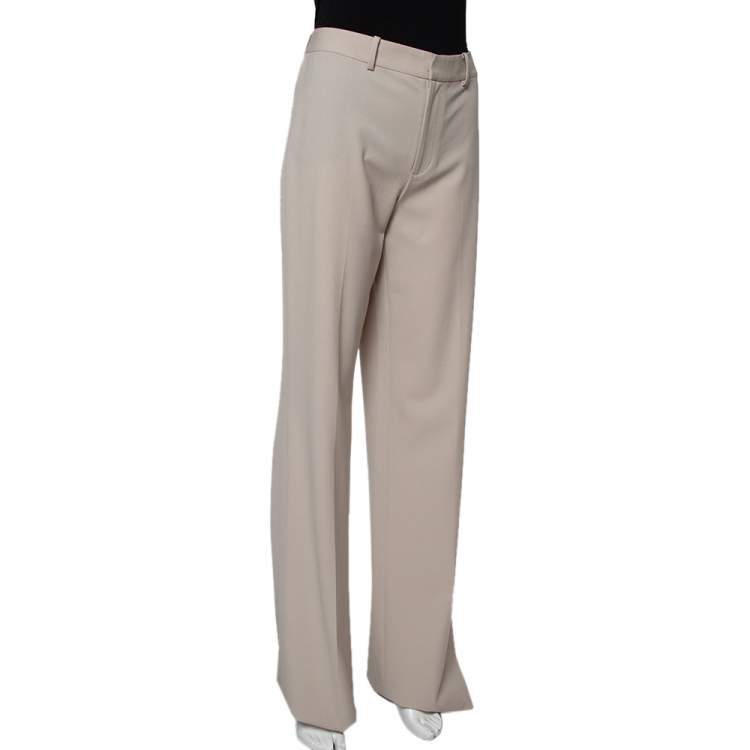 Pre Owned Ralph Lauren Beige Wool Flared Leg Trousers M