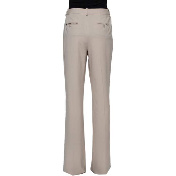 Pre Owned Ralph Lauren Beige Wool Flared Leg Trousers M
