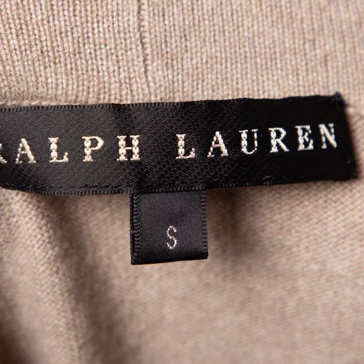 Pre Owned Ralph Lauren Beige Cashmere Cross Drape Detail Fitted Midi Dress S