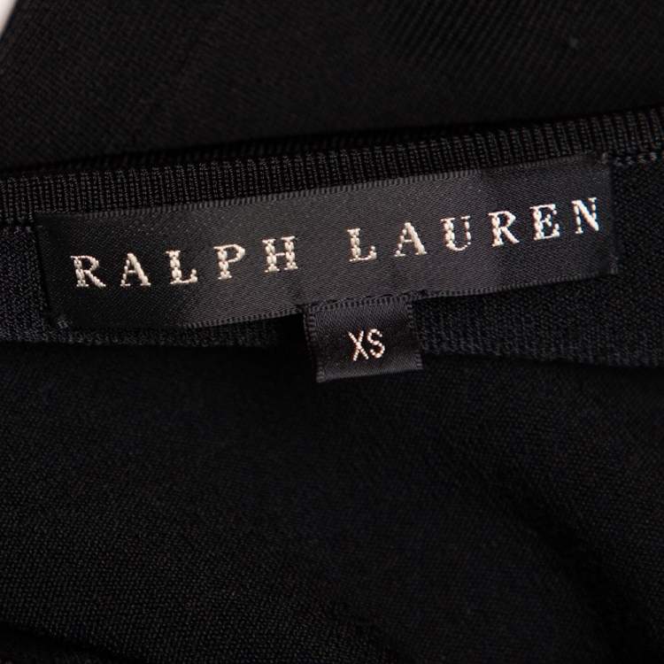 Pre Owned Ralph Lauren Black Knit Flared Hem Detail Top XS