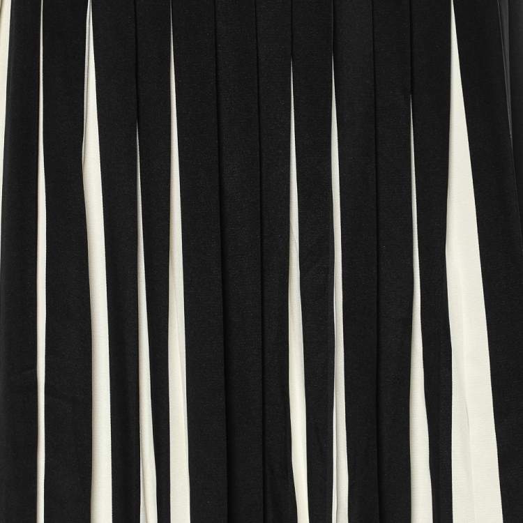 Pre Owned Ralph Lauren Monochrome Silk Pleated Vallauris Maxi Skirt S