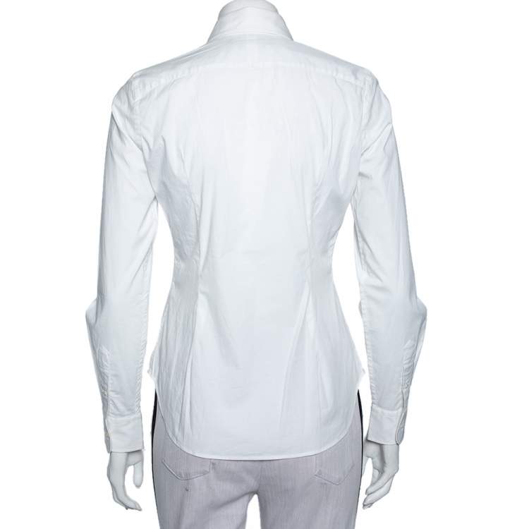 Pre Owned Ralph Lauren White Cotton Button Front Super Slim Fit Shirt S