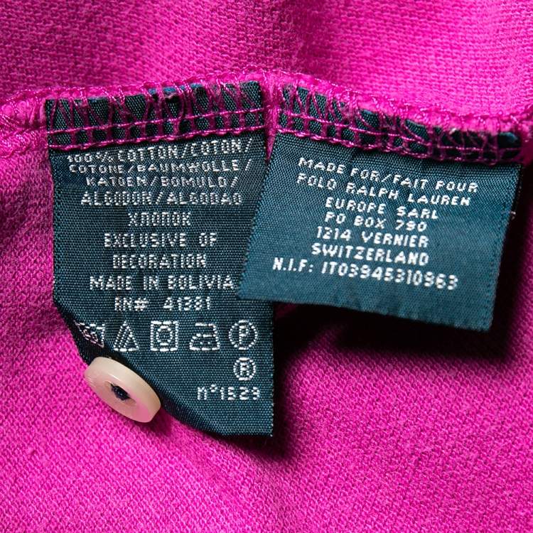 Pre Owned Ralph Lauren Fuchsia Cotton Pique Skinny Fit Polo T-Shirt 