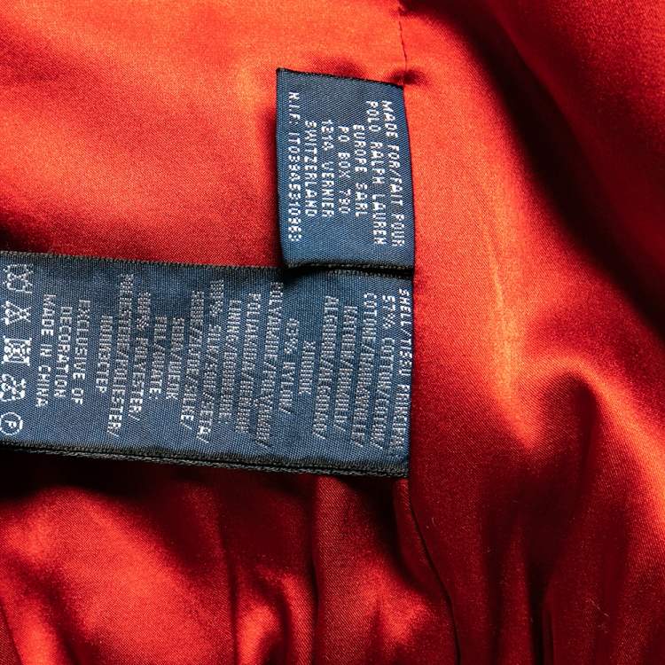 Pre Owned Ralph Lauren Navy Blue Logo Embroidered Synthetic Cropped Bomber Jacket S