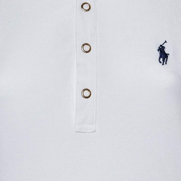 مملوكة مسبقًا Ralph Lauren White Cotton Pique Sleeveless Polo T-Shirt M