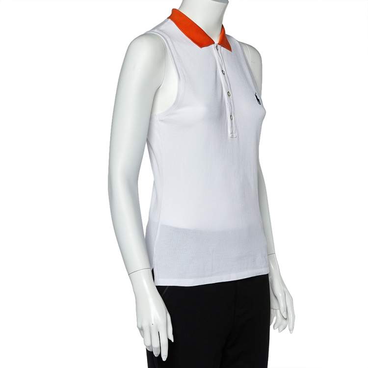 مملوكة مسبقًا Ralph Lauren White Cotton Pique Sleeveless Polo T-Shirt M