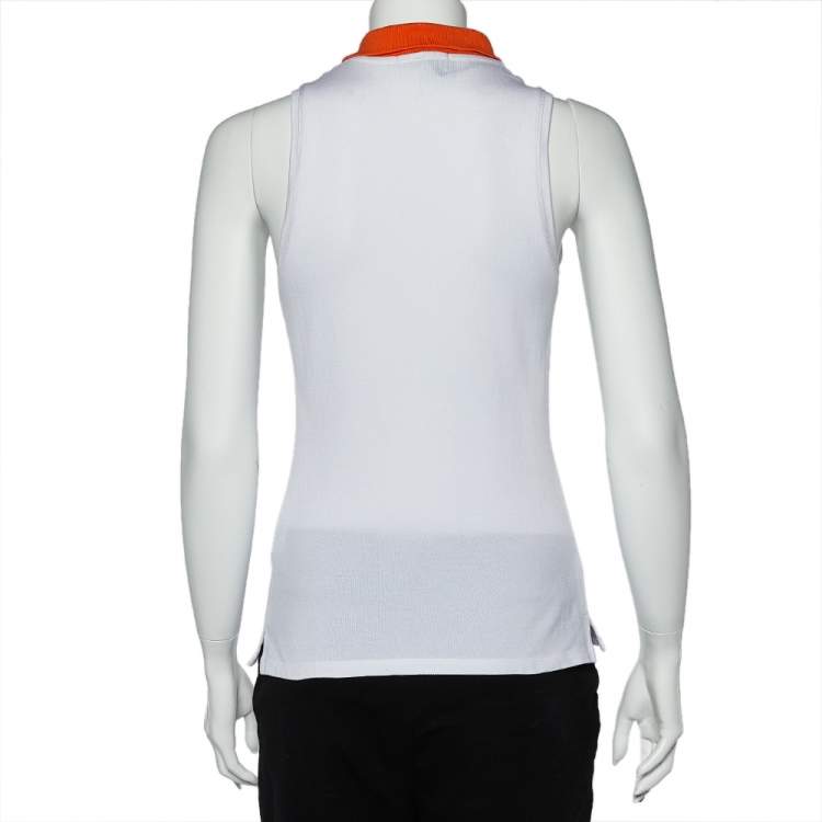 مملوكة مسبقًا Ralph Lauren White Cotton Pique Sleeveless Polo T-Shirt M