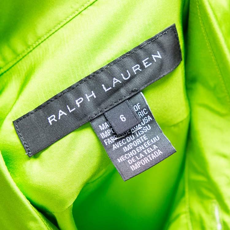 Pre Owned Ralph Lauren Green Silk Button Front Shirt M