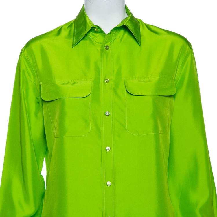 Pre Owned Ralph Lauren Green Silk Button Front Shirt M