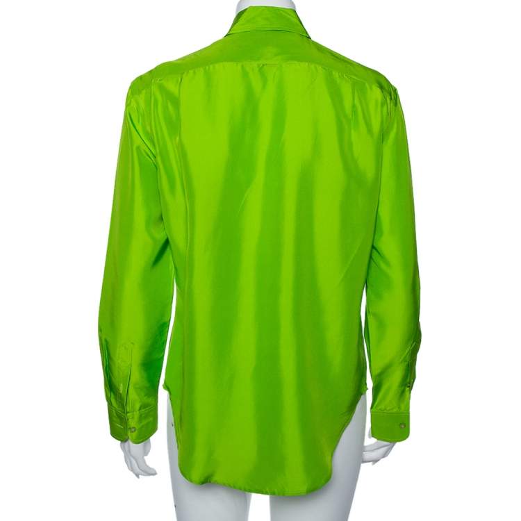 Pre Owned Ralph Lauren Green Silk Button Front Shirt M