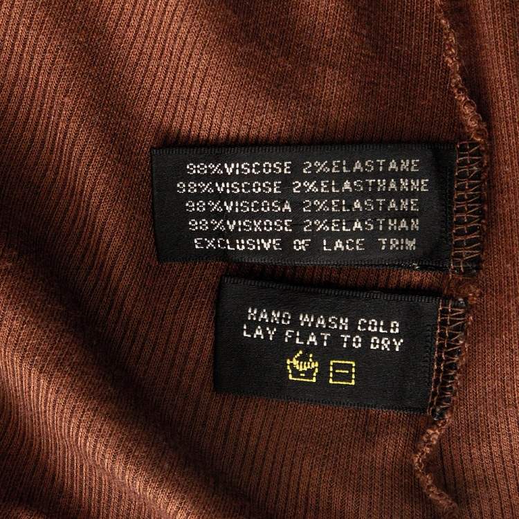 Pre Owned Ralph Lauren Brown Knit Lace Detailed Sleeveless Camisole S