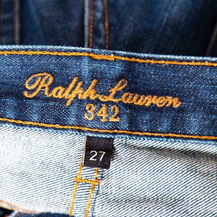 Pre Owned Ralph Lauren Deep Blue Denim Zipped Ankle Detail 342 Skinny Jeans M