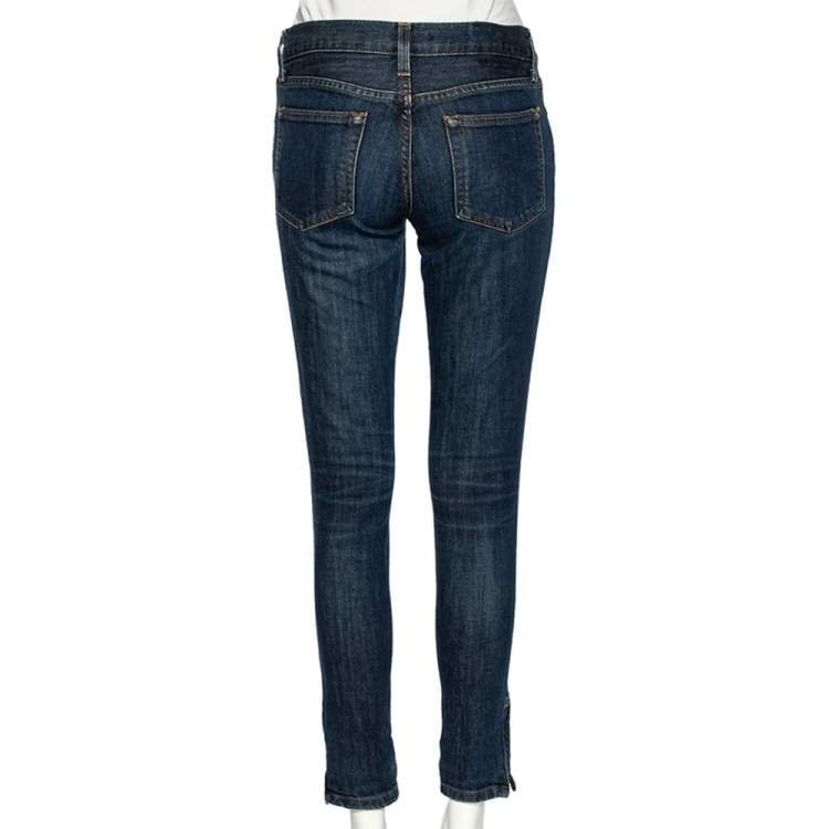 Pre Owned Ralph Lauren Deep Blue Denim Zipped Ankle Detail 342 Skinny Jeans M