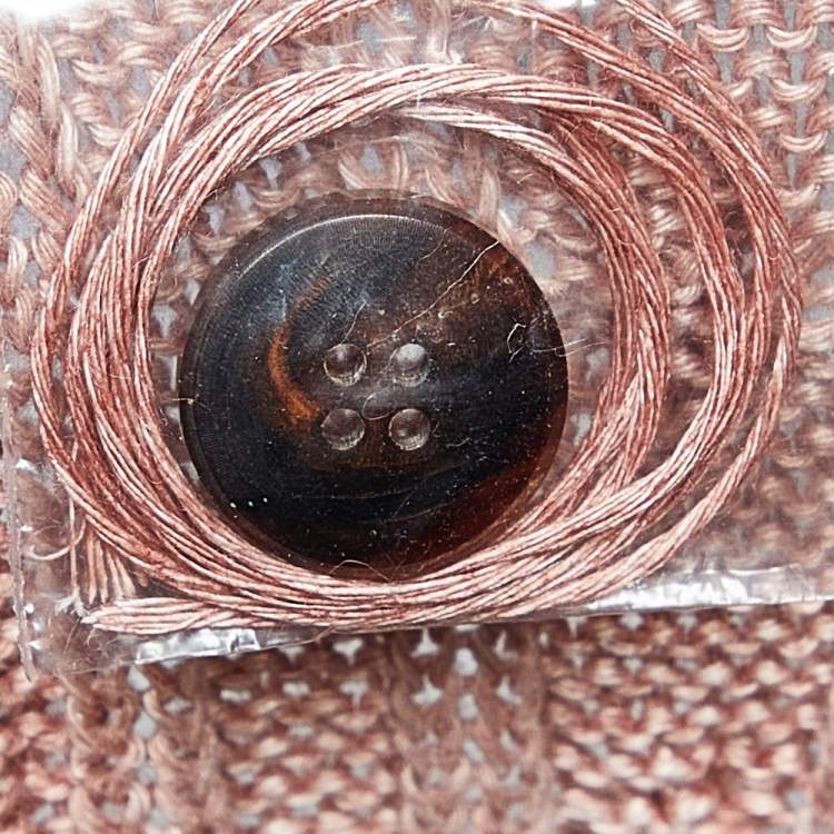 Pre Owned Ralph Lauren Pale Pink Linen Cable Knit Sleeveless Button Front Cardigan S