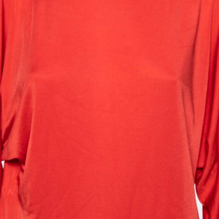 مملوكة مسبقًا Ralph Lauren Coral Orange Silk Scoop Neck Detail Shift Dress M