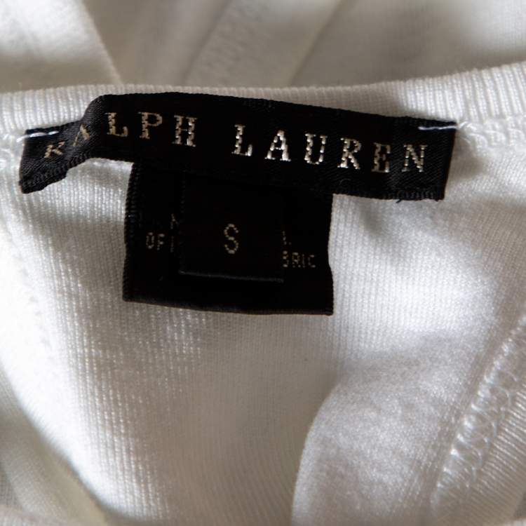 Pre Owned Ralph Lauren White Cotton Knit Cutout Racer Back Tank Top S