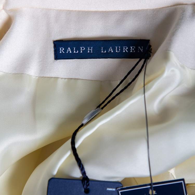 مملوكة مسبقًا Ralph Lauren Cream Wool Logo Patch Detailed Single Breasted Blazer S