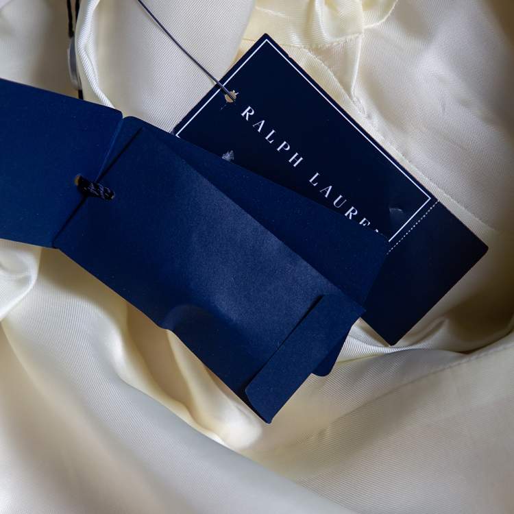 مملوكة مسبقًا Ralph Lauren Cream Wool Logo Patch Detailed Single Breasted Blazer S