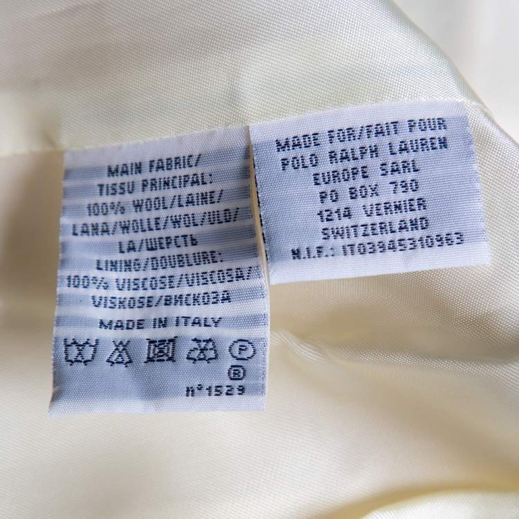 مملوكة مسبقًا Ralph Lauren Cream Wool Logo Patch Detailed Single Breasted Blazer S
