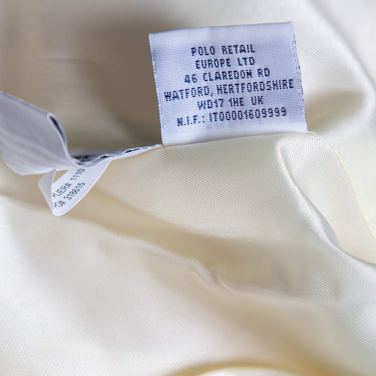 مملوكة مسبقًا Ralph Lauren Cream Wool Logo Patch Detailed Single Breasted Blazer S