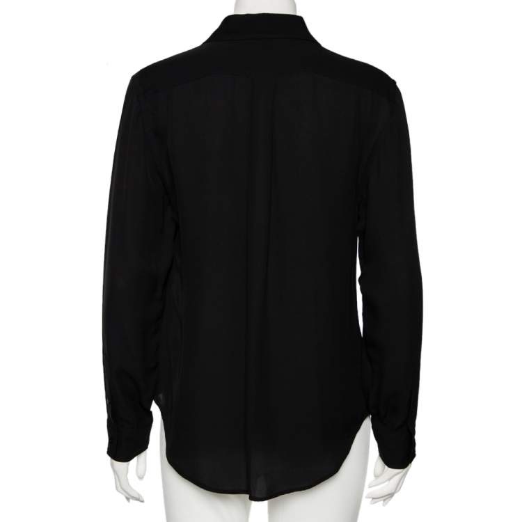 مملوكة مسبقًا Ralph Lauren Black Silk Button Front Shirt M