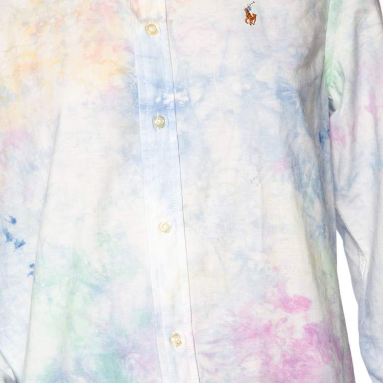 Pre Owned Ralph Lauren Multicolored Tie Dyed Cotton Button Front Relaxed Fit Shirt M