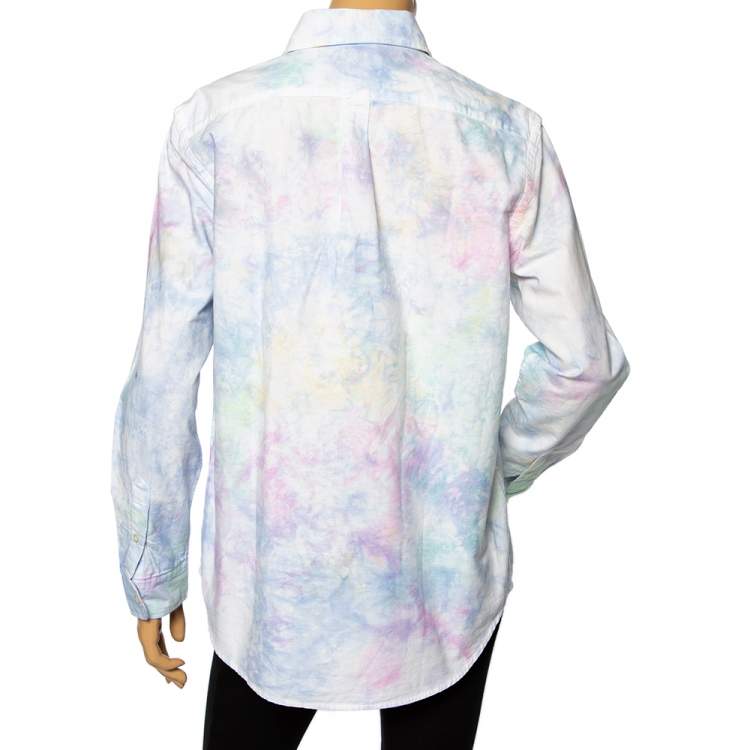 Pre Owned Ralph Lauren Multicolored Tie Dyed Cotton Button Front Relaxed Fit Shirt M