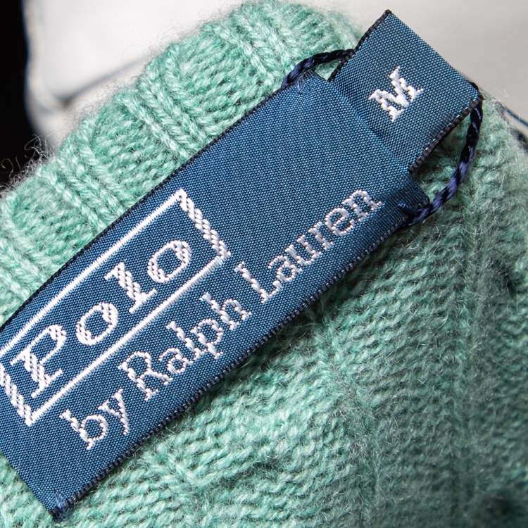 Pre Owned Ralph Lauren Light Green Cashmere Cable-Knit Sweater M