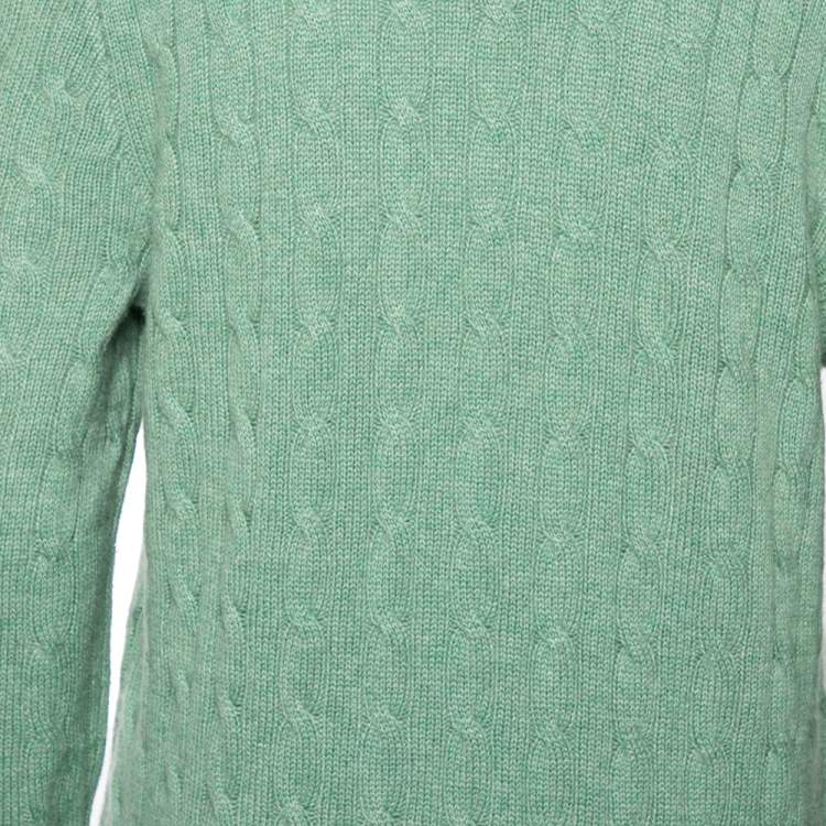 Pre Owned Ralph Lauren Light Green Cashmere Cable-Knit Sweater M
