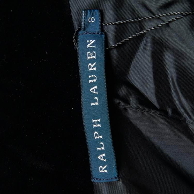 Pre Owned Ralph Lauren Black Velvet Button Front Blazer M