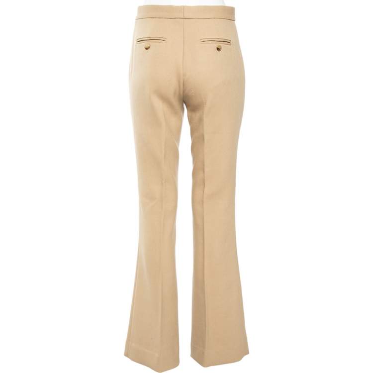 Pre Owned Ralph Lauren Purple Label Beige Wool Flared Leg Trousers S