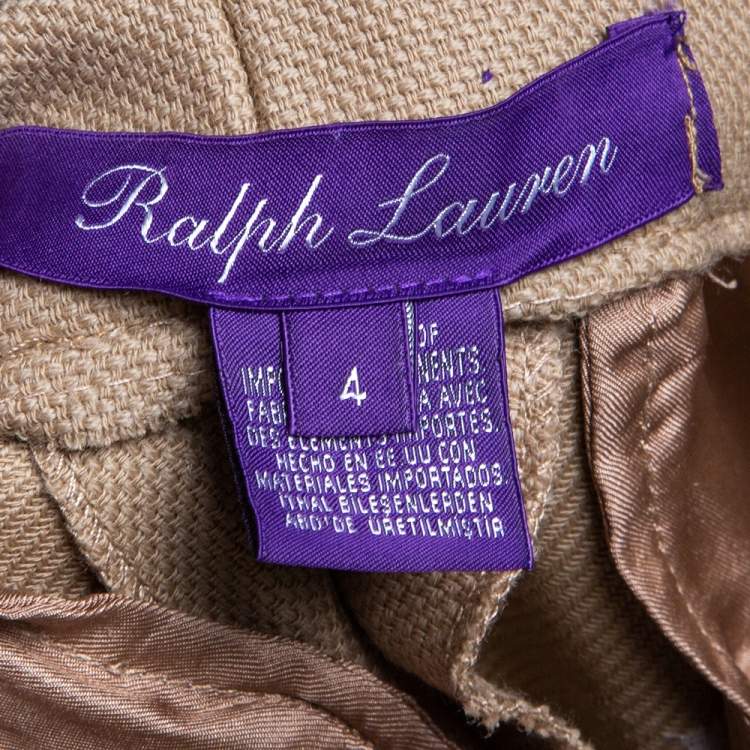 Pre Owned Ralph Lauren Purple Label Beige Wool Flared Leg Trousers S