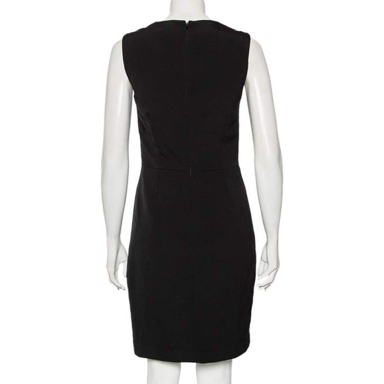 Pre Owned Polo Ralph Lauren Black Wool Button Detail Sleeveless Dress S