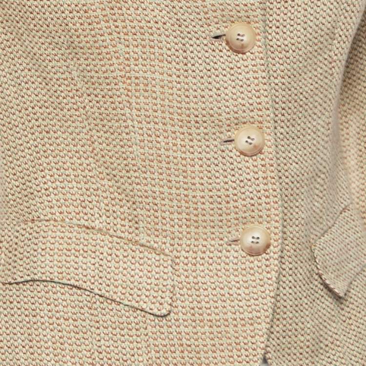 Pre Owned Ralph Lauren Cream Linen & Wool Textured Blazer S