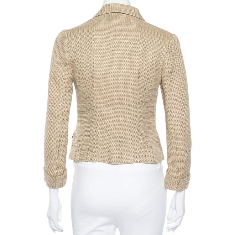 Pre Owned Ralph Lauren Cream Linen & Wool Textured Blazer S