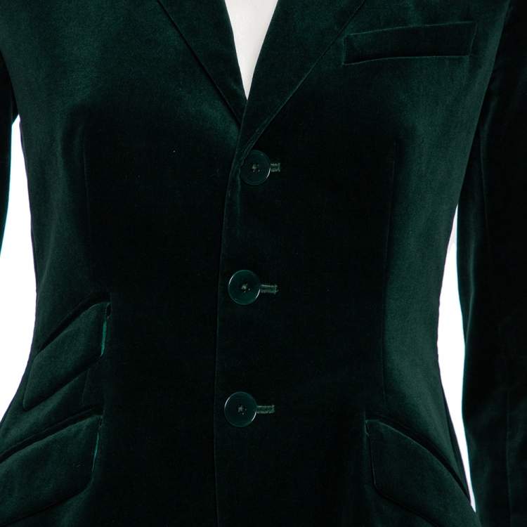 Pre Owned Ralph Lauren Green Velvet Single Breasted Blazer S
