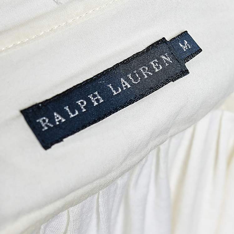 Pre Owned Ralph Lauren Cream Cotton Tunic Blouse M