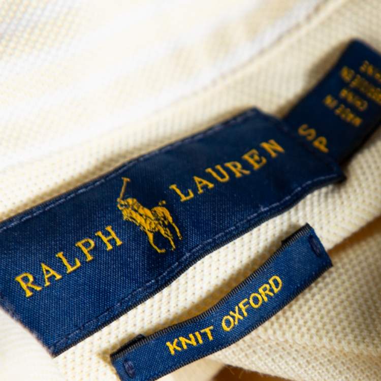 Pre Owned Ralph Lauren Yellow Cotton Pique Knit Oxford Button Front Shirt S