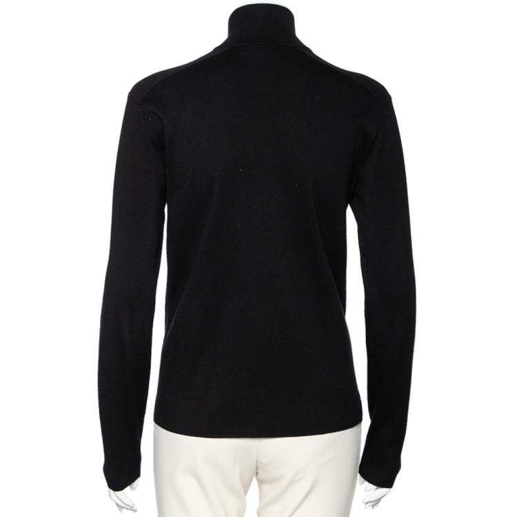 Pre Owned Ralph Lauren Black Knit Zip Front Jacket S