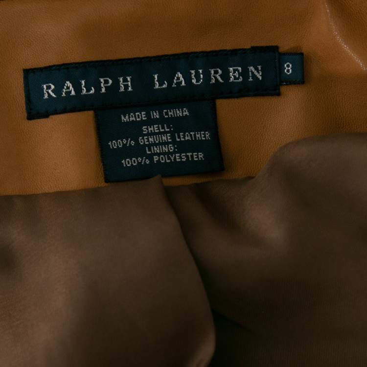 مملوكة مسبقًا Ralph Lauren Tan Leather Button Front Blazer Jacket M 