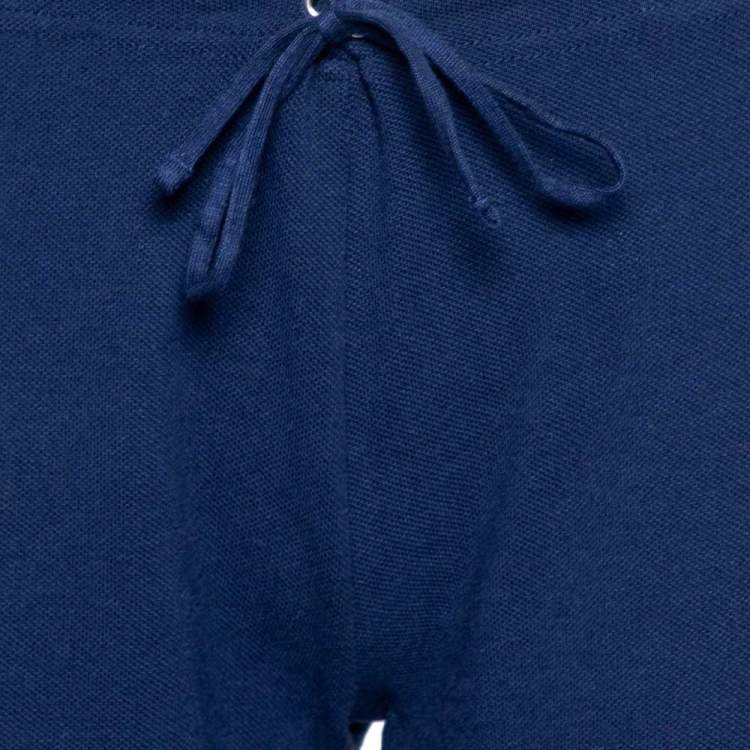 Pre Owned Ralph Lauren Navy Blue Cotton Pique Drawstring Detail Sweatpants M