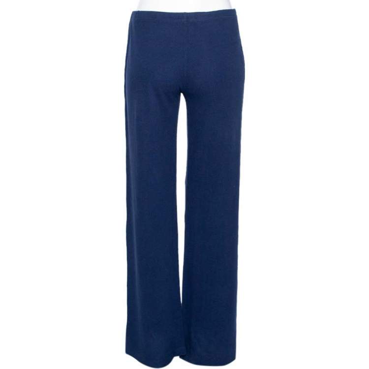 Pre Owned Ralph Lauren Navy Blue Cotton Pique Drawstring Detail Sweatpants M