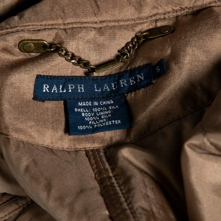 مملوكة مسبقًا Ralph Lauren Brown Diamond Quilted Silk Sleeveless Vest S