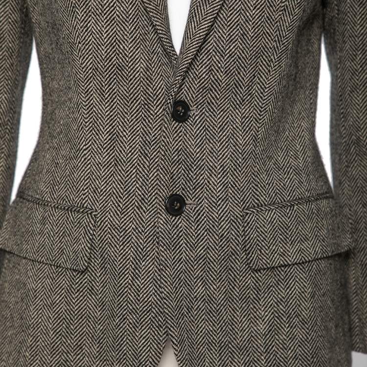 Pre Owned Ralph Lauren Two Tone Patterned Wool Single Breasted Blazer M