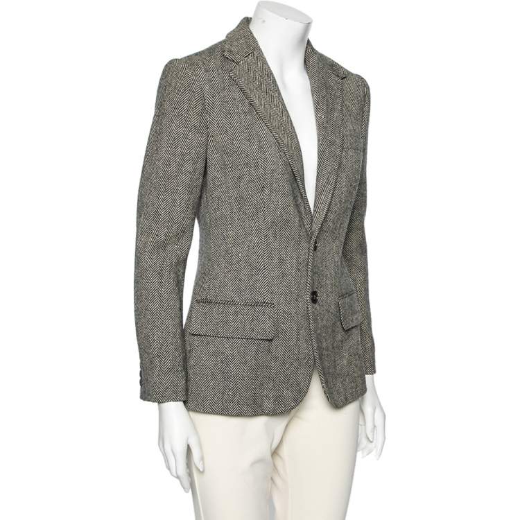 Pre Owned Ralph Lauren Two Tone Patterned Wool Single Breasted Blazer M