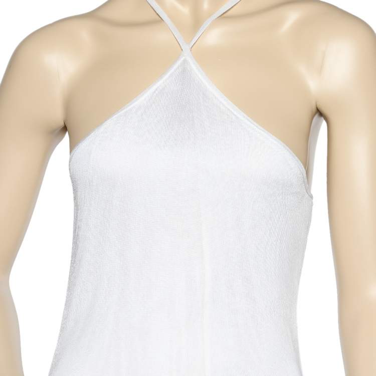Pre Owned Ralph Lauren White Jersey Halterneck Maxi Dress S