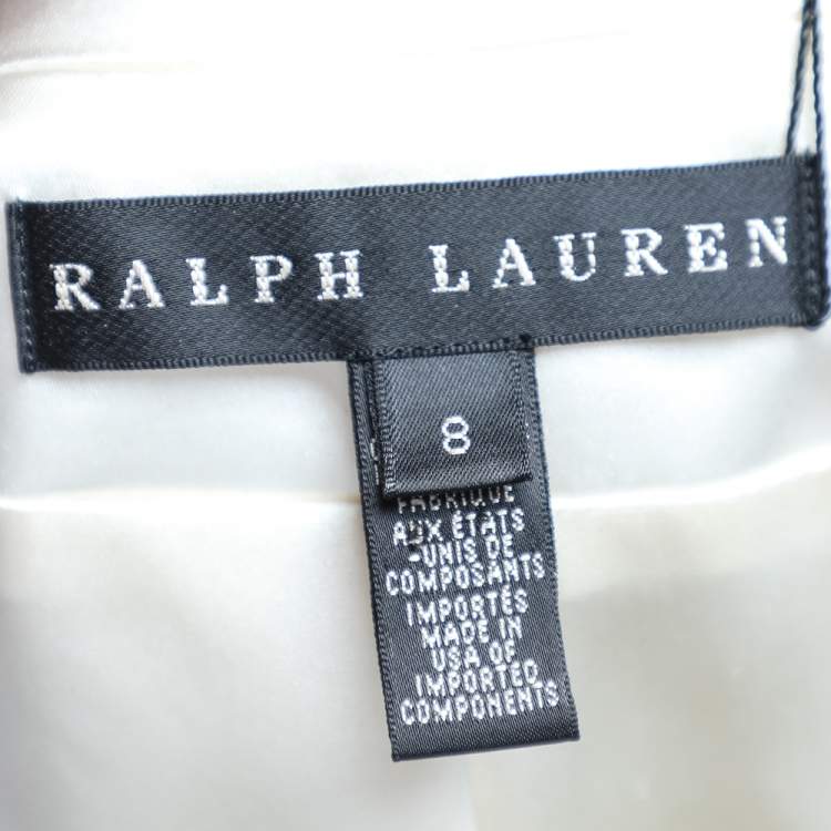 مملوكة مسبقًا Ralph Lauren Off-White Satin Double Breasted Blazer M