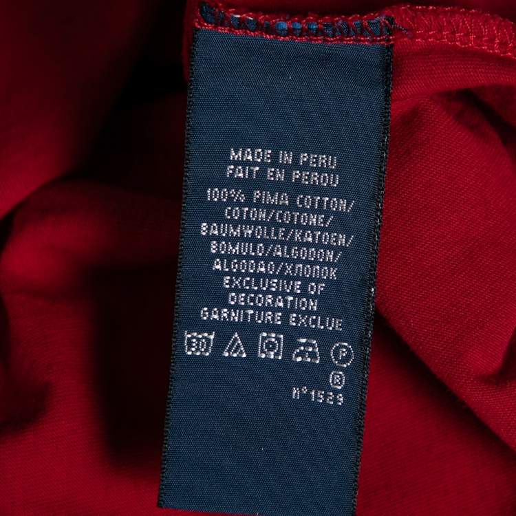Pre Owned Ralph Lauren Red Logo Embroidered Round Neck T-Shirt XL